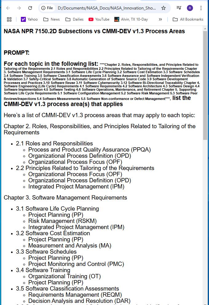NPR 7150.2 vs CMMI-DEV